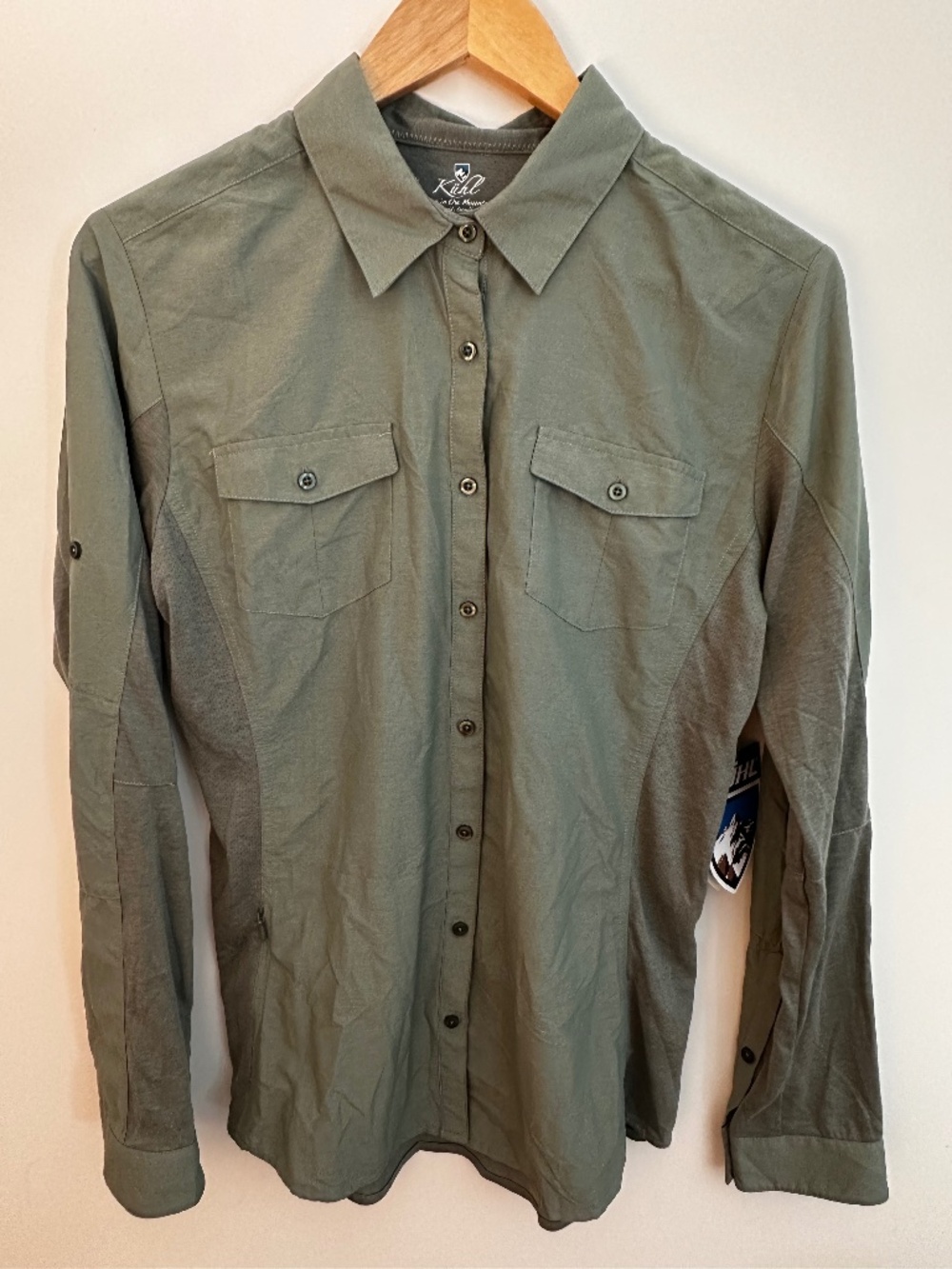 Kuhl Glydr Women's Green Long Sleeve UV Protection Hiking Travel Shirt size M